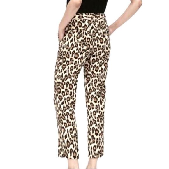 Banana Republic AVERY Leopard Print Ankle Length Light Weight Pants Size 6 - Picture 2 of 11